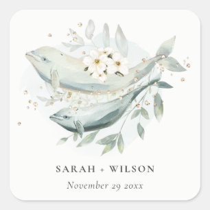 Elegante Aquamarine Hochzeit unter Wasser Quadratischer Aufkleber