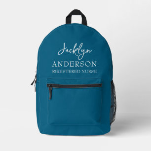 Elegante Aquamarine Krankenschwester Bedruckter Rucksack