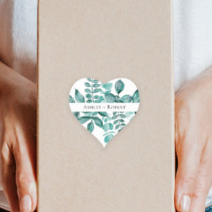 Elegante Aquamarine Landschaft Wasserfarben Modern Herz-Aufkleber