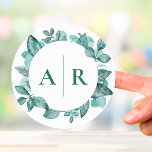 Elegante Aquamarine Landschaft Wasserfarben Modern Runder Aufkleber<br><div class="desc">Die schöne aquamarine Vegetation ist eine elegante Erklärung für Ihre Hochzeitsreise Umschlag Aufkleber. Sie können mit Ihren Informationen personalisieren und den Wortlaut ändern,  um Ihre Veranstaltung zu Anzug zu bringen.</div>