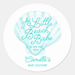 Elegante Aquamarine Little Beach Babe Baby Dusche Runder Aufkleber