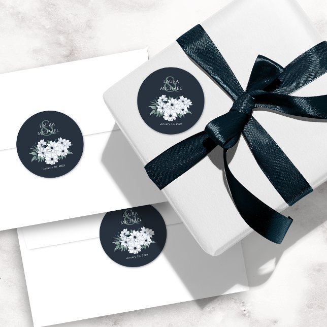 Elegante Aquamarine Minzflora Runder Aufkleber (Von Creator hochgeladen)