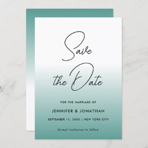 Elegante Aquamarine moderne Minimalistische Vorlag Save The Date