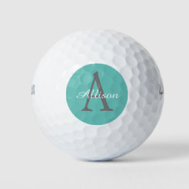 Elegante Aquamarine Monogram Personalisiert Ladys Golfball