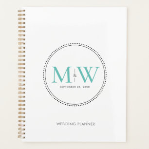 Elegante Aquamarine Monogramm-Hochzeit Planer