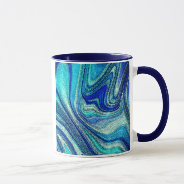 Elegante Aquamarine Paua Rainbow Muschel Inspirier Tasse (Rechts)