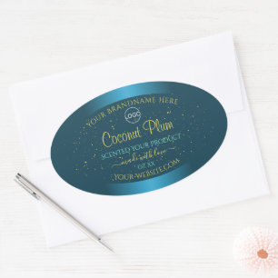 Elegante Aquamarine Produktkennzeichnungen Gold So Ovaler Aufkleber