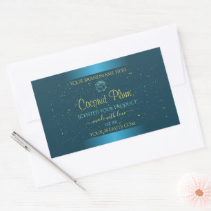 Elegante Aquamarine Produktkennzeichnungen Gold So Rechteckiger Aufkleber