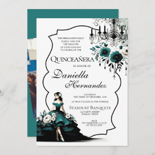 Elegante Aquamarine Quinceañera Einladung