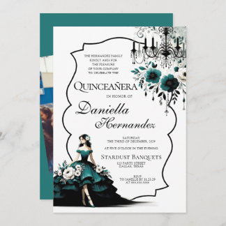 Elegante Aquamarine Quinceañera Einladung