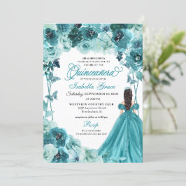 Elegante Aquamarine Quinceanera Einladung