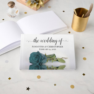 Elegante Aquamarine Rose Hochzeit Gästebuch