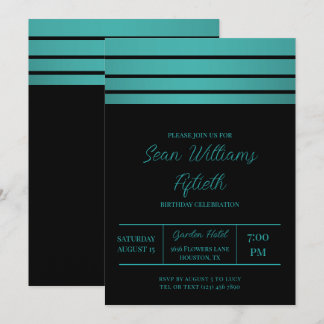 Elegante Aquamarine Streifen Einladung