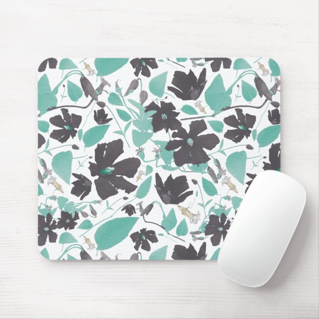 Elegante Aquamarine und braune Blume blühen Mousepad (Mit Mouse)