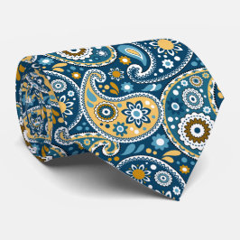 Elegante Aquamarine und Gold Boho Chic Paisley Pri Krawatte