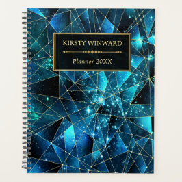 Elegante Aquamarine und Gold Midnight Crystal Gala Planer