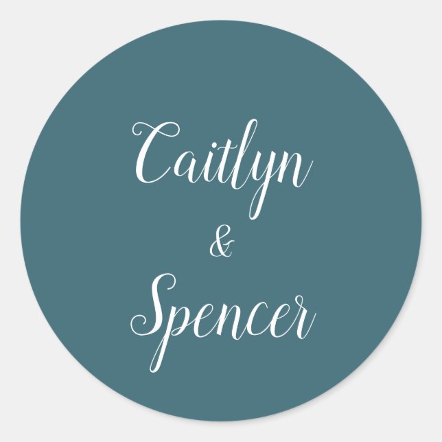 Elegante Aquamarine und weiße Hochzeitssänger-Umsc Runder Aufkleber (Vorderseite)