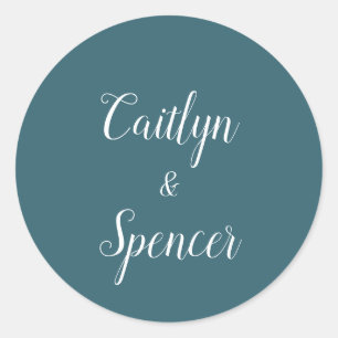 Elegante Aquamarine und weiße Hochzeitssänger-Umsc Runder Aufkleber