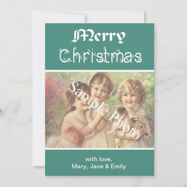 Elegante, aquamarine Weihnachtskarte Feiertagskarte (Vorderseite)