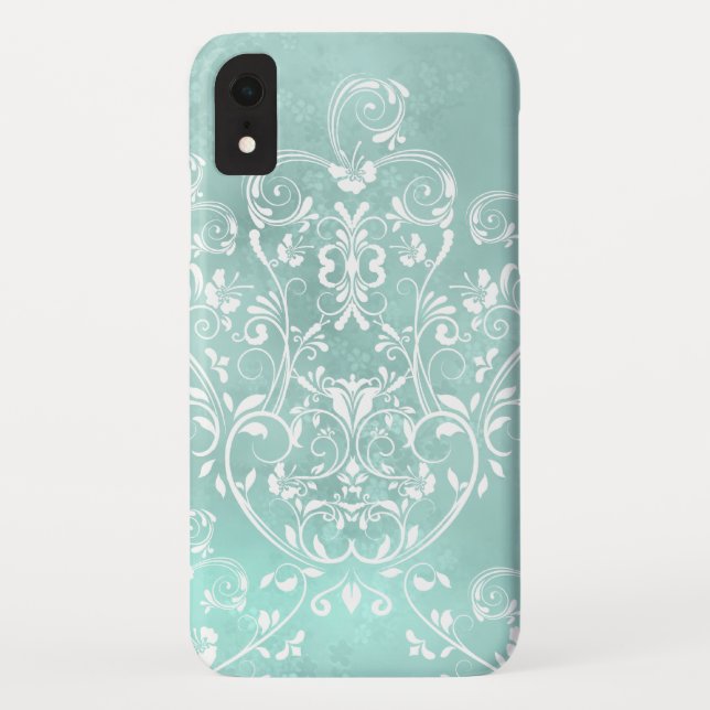 Elegante Aquamarine Wirbel Case-Mate iPhone Hülle (Rückseite)