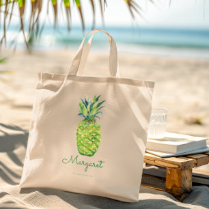 Elegante Aquarell-Ananas Hübsche tropische Frucht Tragetasche