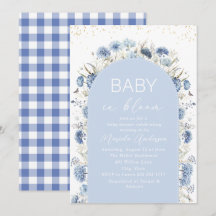 Elegante Aquarell-Baby in Blooom blaue Blumen   B