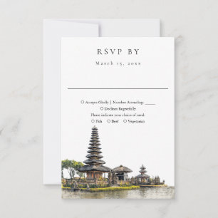 Elegante Aquarell-Bali-Hochzeit RSVP Karte
