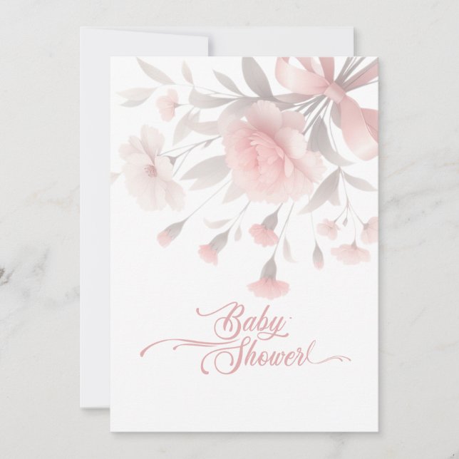 Elegante Aquarell Blume Bouquet Babydusche Einladung (Vorderseite)