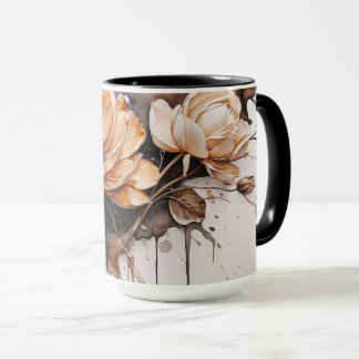 Elegante Aquarell-Blume Tasse
