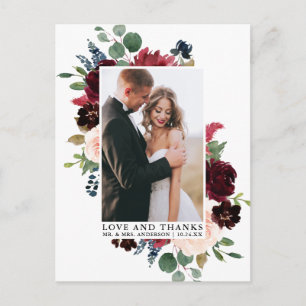 Elegante Aquarell-Blumen-Grün-Liebe-Danke Postkarte