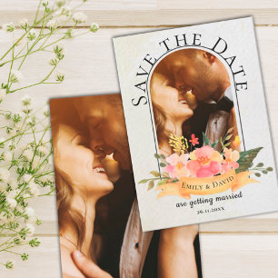 Elegante Aquarell Blumen Süß Foto Hochzeit Ankündigung