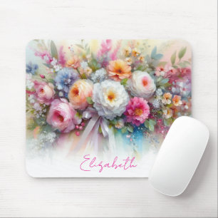 Elegante Aquarell-Blumenkunst Ihr benutzerdefinier Mousepad