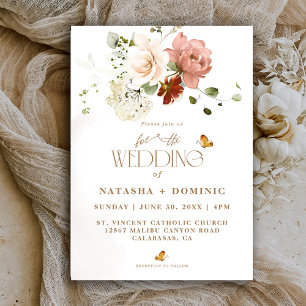 Elegante Aquarell-Boho-Wildblumen-Hochzeit Einladung