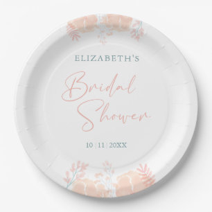Elegante Aquarell-Brautparty mit Wildblumen Pappteller