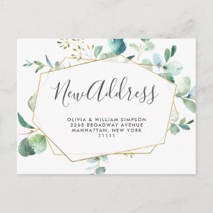 Elegante Aquarell-Eukalyptus-Umzugsankündigung Postkarte