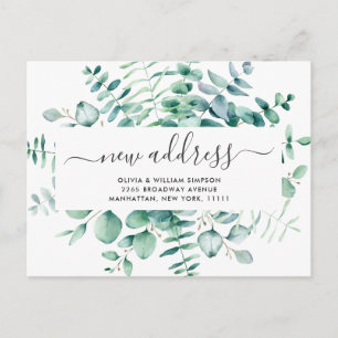 Elegante Aquarell-Eukalyptus-Umzugsankündigung Postkarte