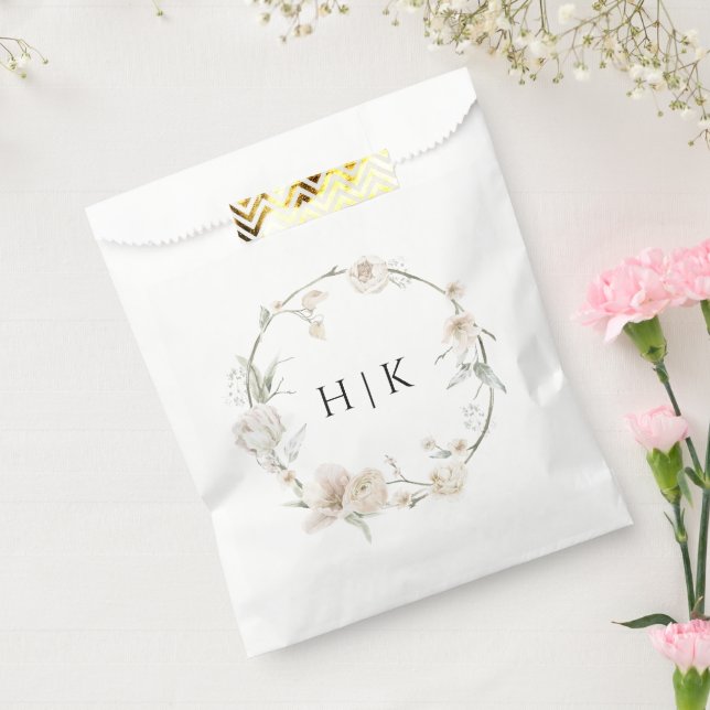Elegante Aquarell Floral Monogram Fevor Bag Geschenktütchen (Versiegelt)