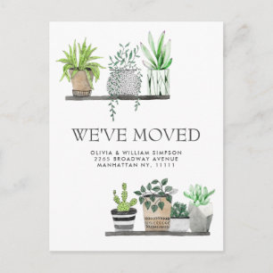 Elegante Aquarell-Garten-Wohnungswechsel-Ankündigu Postkarte