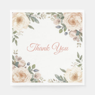 Elegante Aquarell-Gartenrosen-Rosa-Blüten Serviette