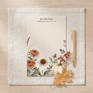 Elegante Aquarell-Herbst-Blumen Weiße Kürbis Briefpapier