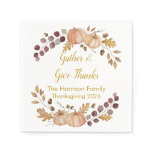 Elegante Aquarell-Herbst-Kürbis-Thanksgiving-Cus