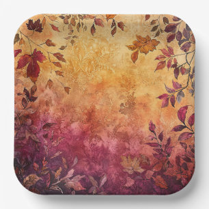 Elegante Aquarell-Herbstblätter Pappteller