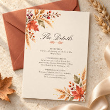 Elegante Aquarell-Herbstlaub-Hochzeitsdetails