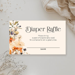 Elegante Aquarell-Herbstwildblumen-Windel-Raffle Begleitkarte
