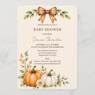 Elegante Aquarell-Kleiner-Kürbis-Herbst-Baby-Party Einladung
