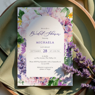 Elegante Aquarell-Lavendelblüten-Brautparty Einladung