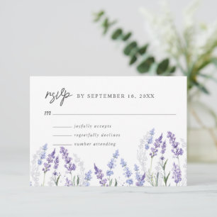 Elegante Aquarell-Lavendelblüten-Hochzeit RSVP Karte
