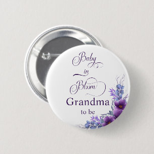 Elegante Aquarell-Lila-Blume werdende Oma Button