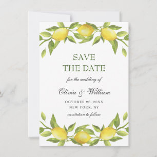 Elegante Aquarell-Limonen-Grün-Hochzeit Save The Date