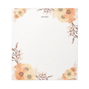 Elegante Aquarell-Orangenblumen Personalisiert Notizblock